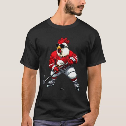 Hühner-Eishockey T-Shirt (Vorderseite)