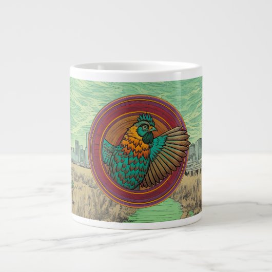 Hühner-Emblem-Design Jumbo-Tasse (Vorderseite)