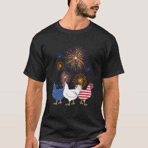 Hühner Feuerwerk Unabhängigkeit 4. Juli Tag Pat T-Shirt