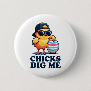 Hühner finden mich lustig Ostern Kleinkind Jungen Button