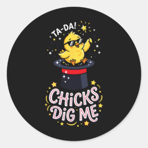 Hühner finden mich lustig von Chick Sungles Retro Runder Aufkleber