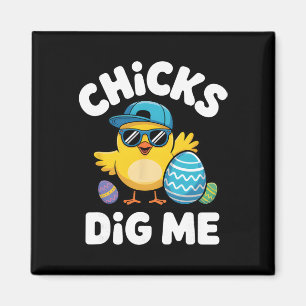 Hühner finden mich lustigen Ostern-Typ coolen Hühn Magnet