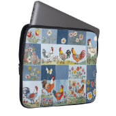 Hühner Floral Retro Denim Patchwork Plätze Laptopschutzhülle (Vorne Rechts)