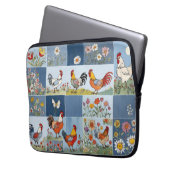 Hühner Floral Retro Denim Patchwork Plätze Laptopschutzhülle (Vorderseite Links)