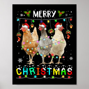 Hühner Frohe Weihnachtsfamilie Matching Chickens P Poster