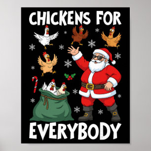 Hühner für jeden lustigen Weihnachten Santa Huhn Poster