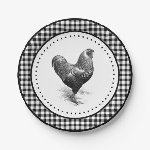 Hühner Gingham Pappteller