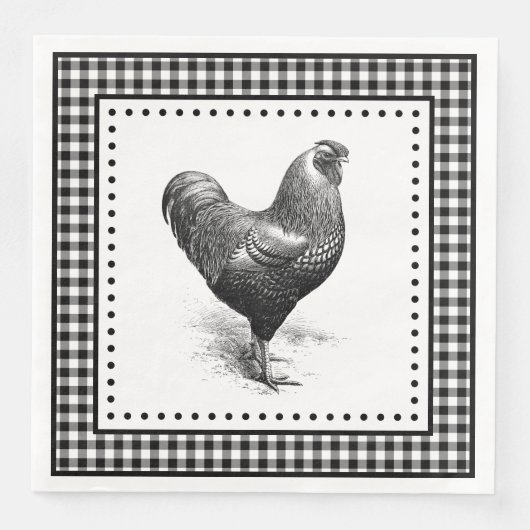 Hühner Gingham Serviette (Vorderseite)