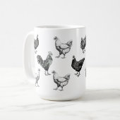 Hühner, Hähnchen und Hühner Kaffeetasse (Vorderseite Links)