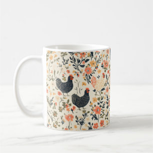 Hühner, Hennen auf dem Bauernhof \ Blumen Cottage  Kaffeetasse