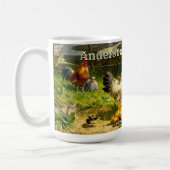 Hühner-Hennenroster und Baby-Chicks auf dem Bauern Kaffeetasse (Links)