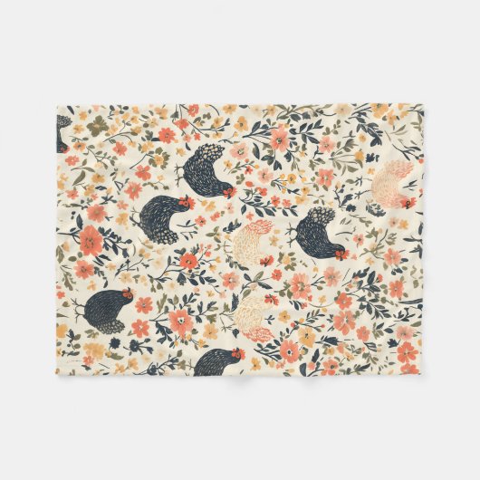 Hühner, Hühner \ Blume Hütte Fleecedecke (Vorderseite (Horizontal))