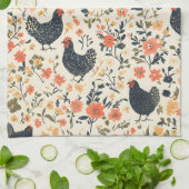 Hühner, Hühner \ Blume Hütte Geschirrtuch (Gefaltet)