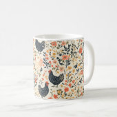 Hühner, Hühner \ Blume Hütte Kaffeetasse (VorderseiteRechts)