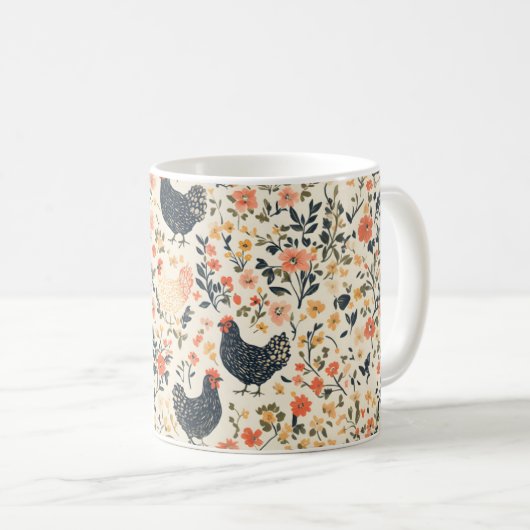 Hühner, Hühner \ Blume Hütte Kaffeetasse (VorderseiteRechts)