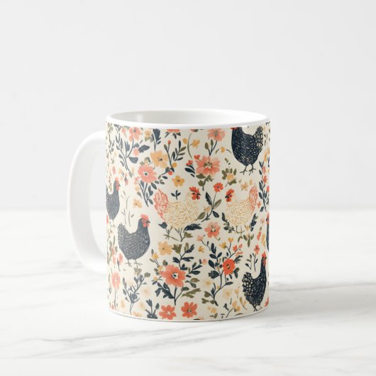 Hühner, Hühner \ Blume Hütte Kaffeetasse (Vorderseite Links)