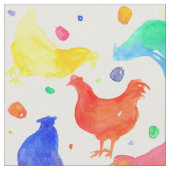 Hühner Hühnervögel Rainbow Colors Aquarell Stoff (Nahaufnahme)