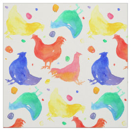 Hühner Hühnervögel Rainbow Colors Aquarell Stoff