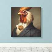 Hühner im Anzug | Tierart | Tier in einem Anzug Leinwanddruck (Insitu (Holzboden))