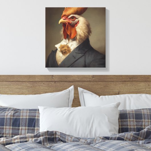 Hühner im Anzug | Tierart | Tier in einem Anzug Leinwanddruck (Insitu (Schlafzimmer))