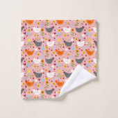 Hühner im Blumengarten Rosa Badhandtuch Set (Waschlappen)