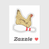 Hühner im Bowling mit Bowling Button Aufkleber (Blatt)