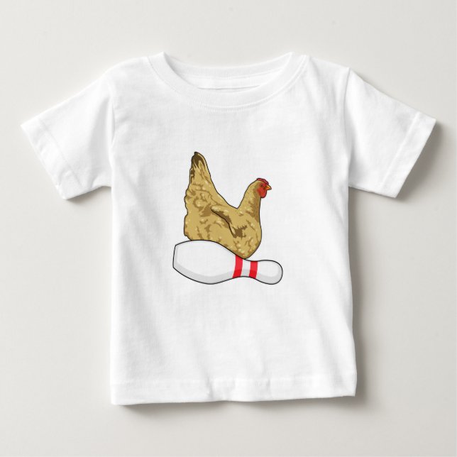 Hühner im Bowling mit Bowling Button Baby T-shirt (Vorderseite)