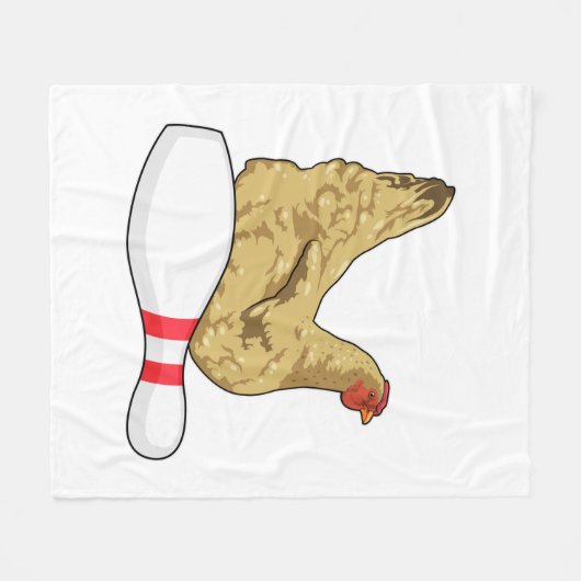 Hühner im Bowling mit Bowling Button Fleecedecke (Vorderseite (Horizontal))