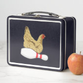 Hühner im Bowling mit Bowling Button Metall Brotdose (Beispiel)