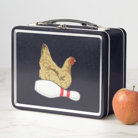 Hühner im Bowling mit Bowling Button Metall Brotdose (Beispiel)