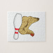 Hühner im Bowling mit Bowling Button Puzzle (Horizontal)