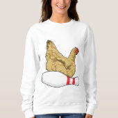 Hühner im Bowling mit Bowling Button Sweatshirt (Vorderseite)