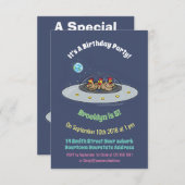 Hühner im Cartoon Einladung (Vorne/Hinten)