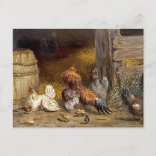 Hühner im Coop von Carl Jutz Postkarte
