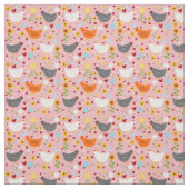 Hühner im Garten mit Blume Rosa Stoff (Muster)