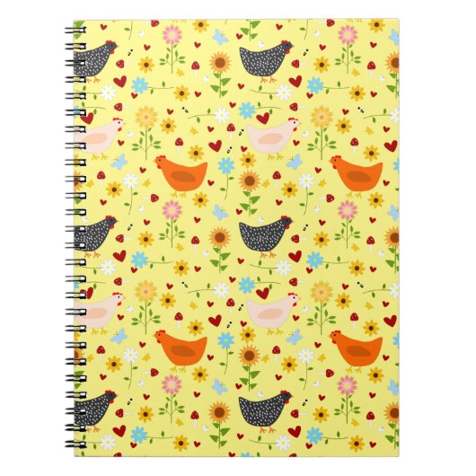 Hühner im Garten mit Blume und Bugs Notizblock (Vorderseite)