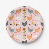 Hühner im Garten mit Blume und Bugs Pappteller (Vorderseite)