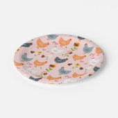 Hühner im Garten mit Blume und Bugs Pappteller (Schrägansicht)