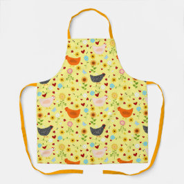 Hühner im Garten, mit Blume, und Bugs Schürze