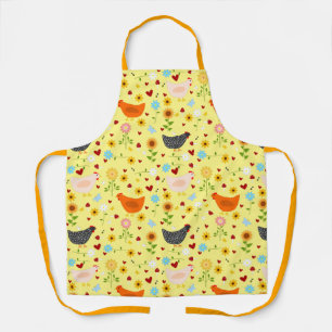 Hühner im Garten, mit Blume, und Bugs Schürze