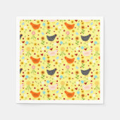 Hühner im Garten mit Blume und Bugs Serviette (Vorderseite)