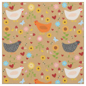 Hühner im Garten mit Blume und Bugs Stoff (Nahaufnahme)