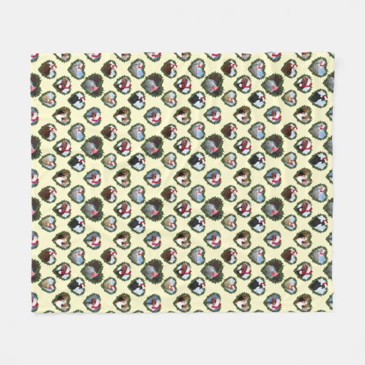 Hühner im Herzkranz Weihnachten Fleecedecke (Vorderseite (Horizontal))