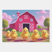 Hühner im Hühnerhof Frühlingsfreude Geschenkpapier Set (Vorderseite 3)