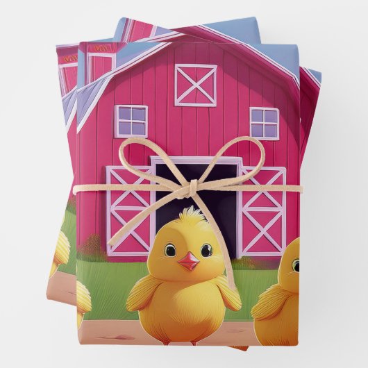Hühner im Hühnerhof Frühlingsfreude Geschenkpapier Set (Beispiel)
