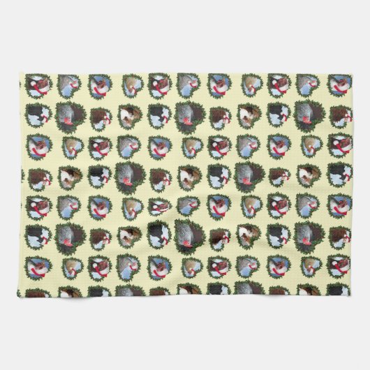 Hühner im Kraut Weihnachten im Herzen Geschirrtuch (Horizontal)