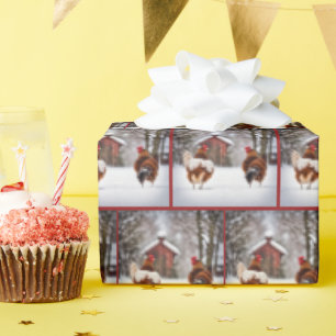 Hühner im Schnee Geschenkpapier