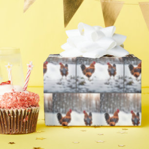 Hühner im Schnee Geschenkpapier