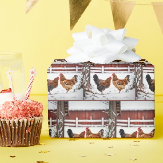 Hühner im Schnee Geschenkpapier (Geburtstagsparty)