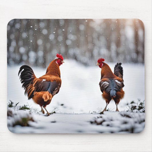 Hühner im Schnee Mousepad (Vorne)